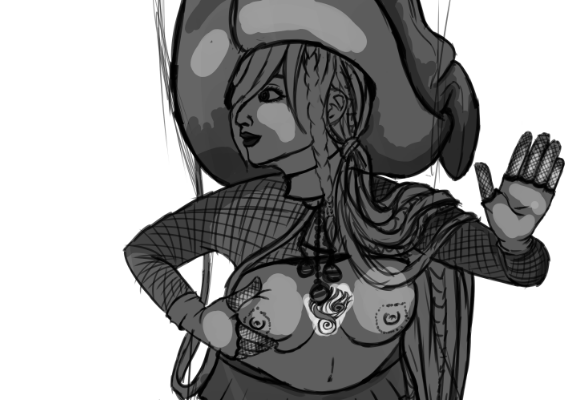 Sketched this for my other half. He asked me to design a witchy character... and this is what I came up with.